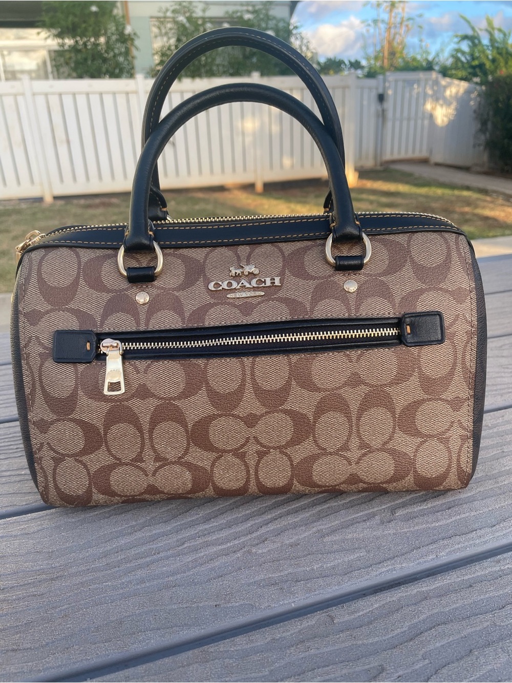 COACH Medium Rowen Brown Signature Canvas